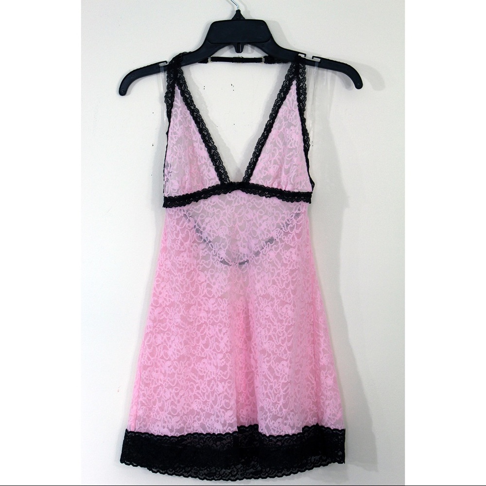 Victoria’s Secret Pink and Black Lacey Slip
